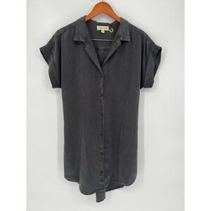 Cloth & Stone Gray Wash Soft Tencel Short Sleeve Mini Shirt Dress Size S NWOT